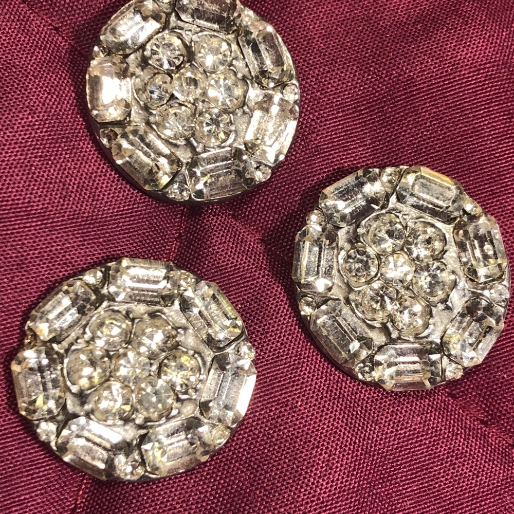 3 antique Rhinestones buttons for garment